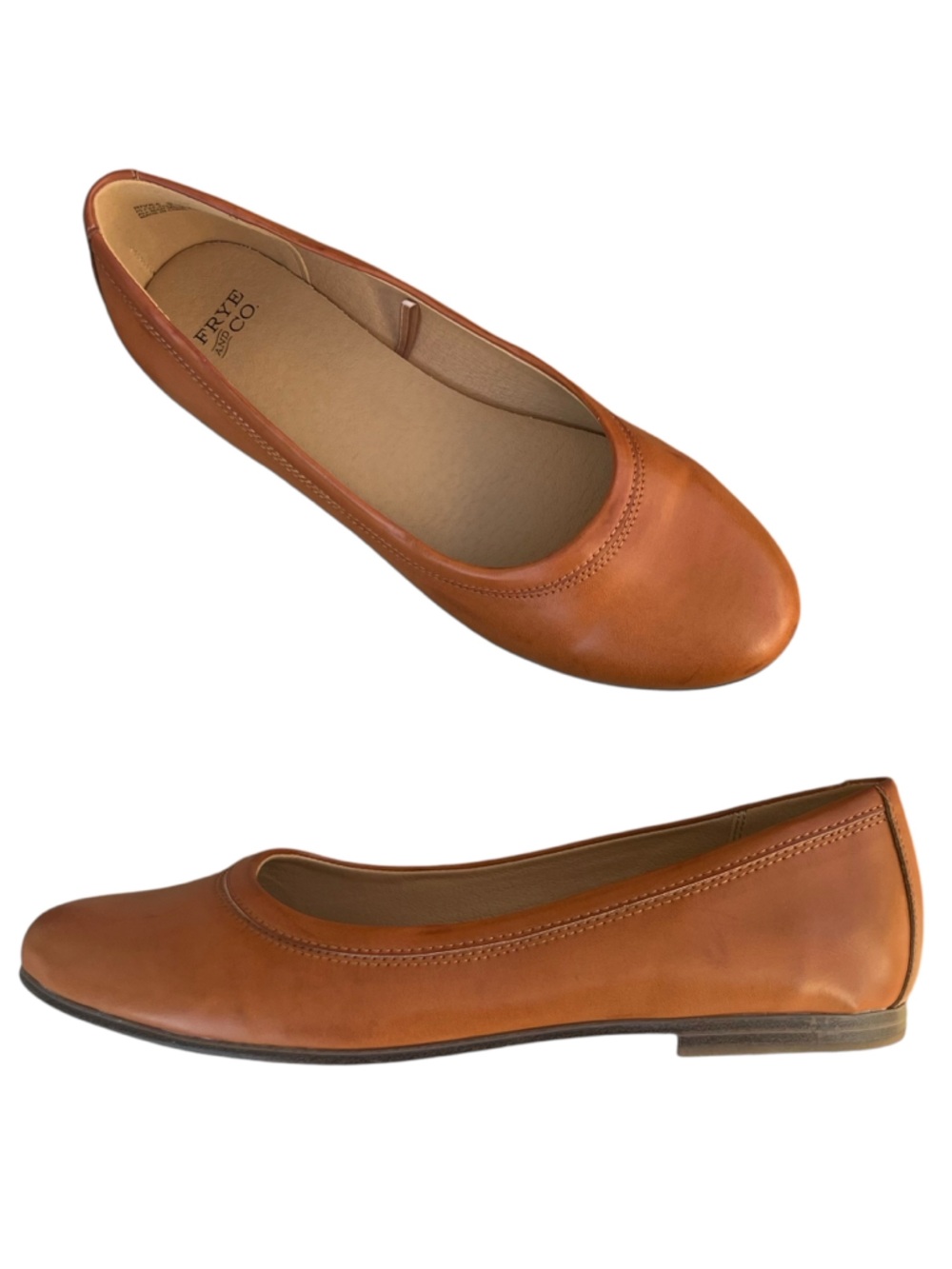 NWOB FRYE & CO Rivka Tan Faux Leather Ballet Flats Sz 7.5